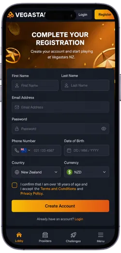 Complete Registration at Vegastars